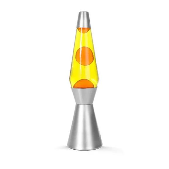 Lavalampa 40 cm orange/gul silver bas