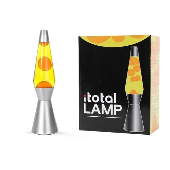 Lavalampa 40 cm orange/gul silver bas