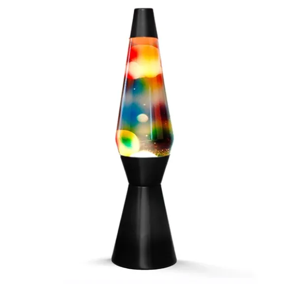 Lavalampa 36 cm rainbow svart bas