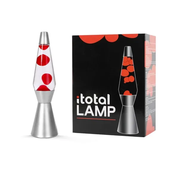 Lavalampa 40 cm röd/genomskinlig silver bas