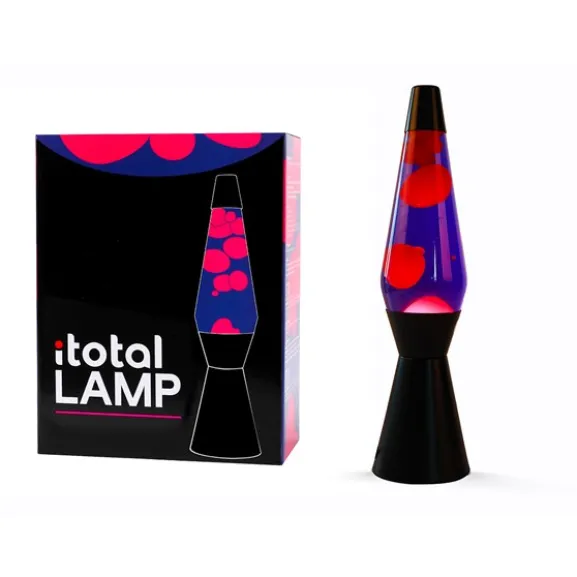 Lavalampa 36 cm röd/lila svart bas