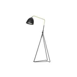 Lean golvlampa, svartstruktur/råmässing 130cm
