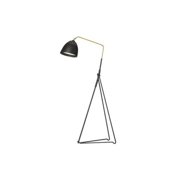Lean golvlampa, svartstruktur/råmässing 130cm