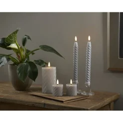 Led Antikljus 2-Pack Flamme Swirl, Grå