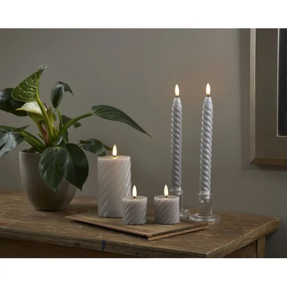 Led Antikljus 2-Pack Flamme Swirl, Grå