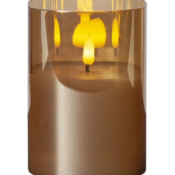LED Blockljus Flamme Amber 12,5cm
