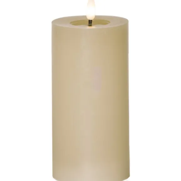 LED Blockljus Flamme Flow Beige 17,5cm