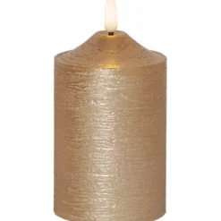 LED Blockljus Flamme Guld 15 cm