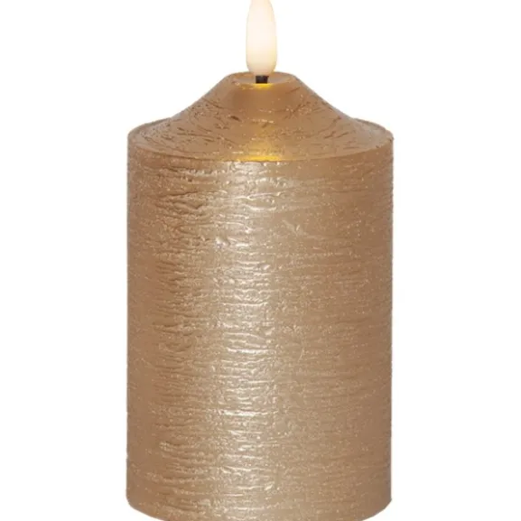 LED Blockljus Flamme Guld 15 cm