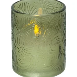 LED Blockljus Flamme Leaf Grön 12,5cm