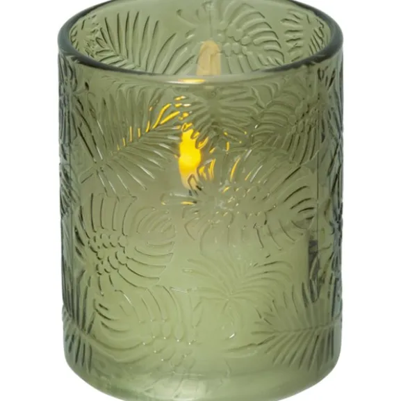 LED Blockljus Flamme Leaf Grön 12,5cm