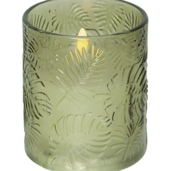 LED Blockljus Flamme Leaf Grön 10cm