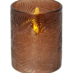 LED Blockljus Flamme Leaf Brun 12,5cm