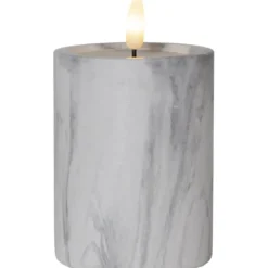 LED Blockljus Flamme Marble Grå 12,5cm