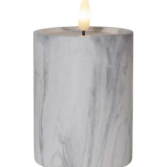 LED Blockljus Flamme Marble Grå 12,5cm