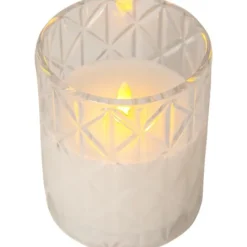 LED Blockljus Flamme Romb Transparent 12,5cm