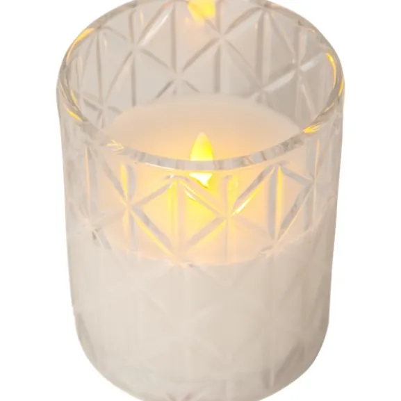 LED Blockljus Flamme Romb Transparent 12,5cm