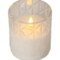LED Blockljus Flamme Romb Transparent 10cm