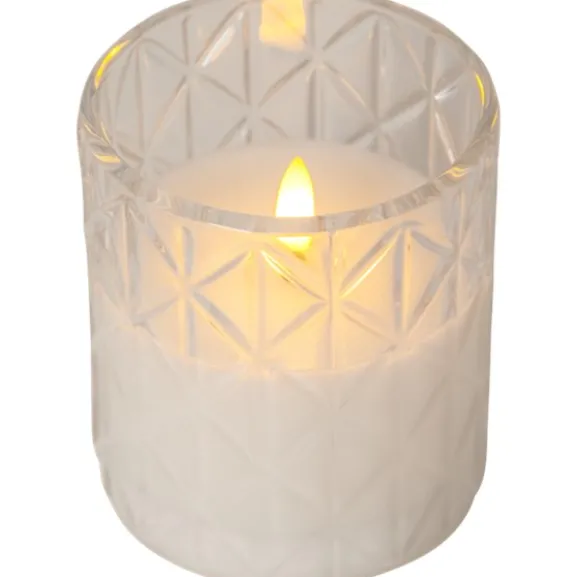LED Blockljus Flamme Romb Transparent 10cm