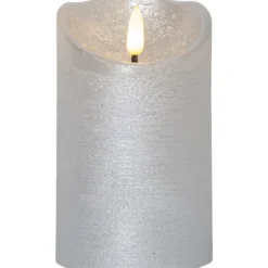 LED Blockljus Flamme Rustic Silver 12,5cm