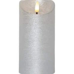 LED Blockljus Flamme Rustic Silver 15cm
