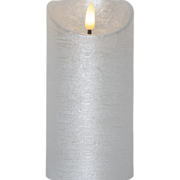 LED Blockljus Flamme Rustic Silver 15cm