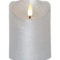 LED Blockljus Flamme Rustic Silver 10cm
