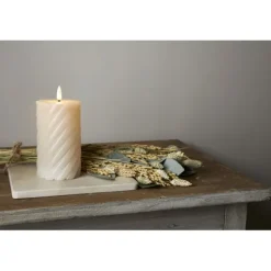 Led Blockljus Flamme Swirl, Beige