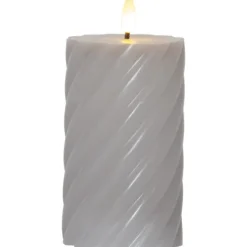 Led Blockljus Flamme Swirl, Grå