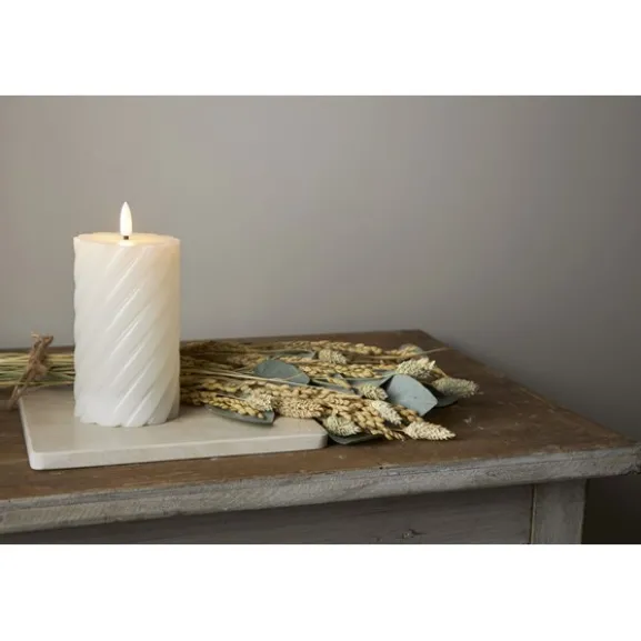 Led Blockljus Flamme Swirl, Vit