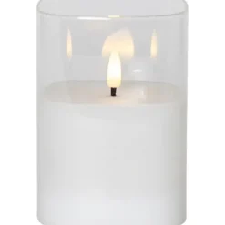LED Blockljus Flamme Transparent 12,5cm