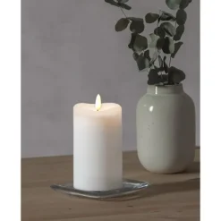LED blockljus Flamme, vit 14cm