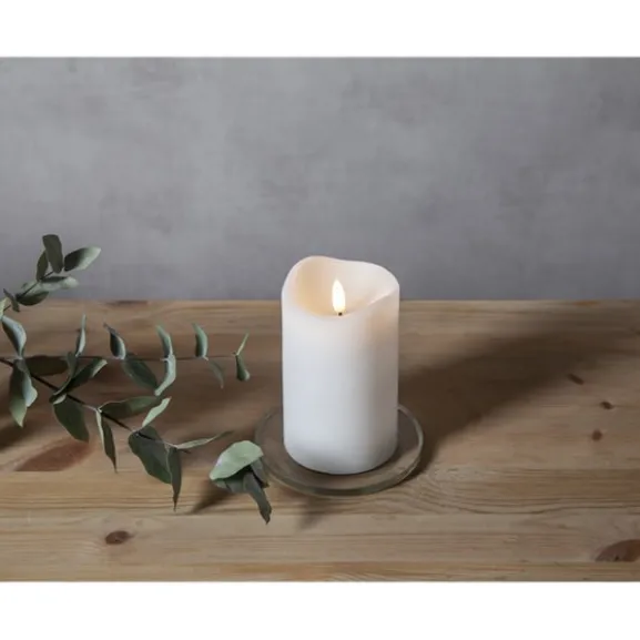 LED blockljus Flamme, vit 14cm