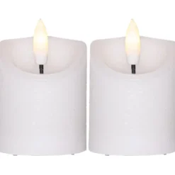 LED blockljus Flamme, vit 2-pack