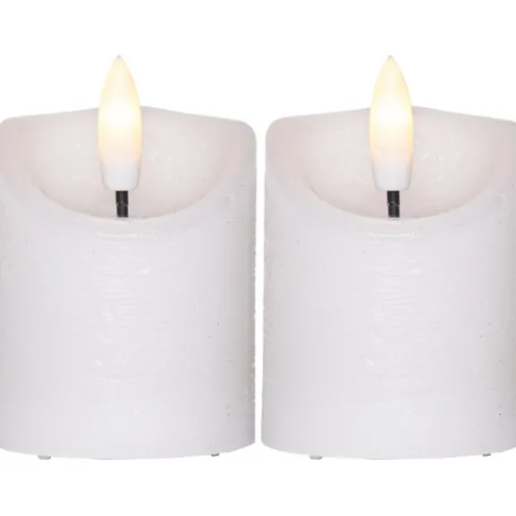 LED blockljus Flamme, vit 2-pack