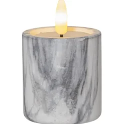 LED Blockljus 2-pack Flamme Marble Grå 9cm