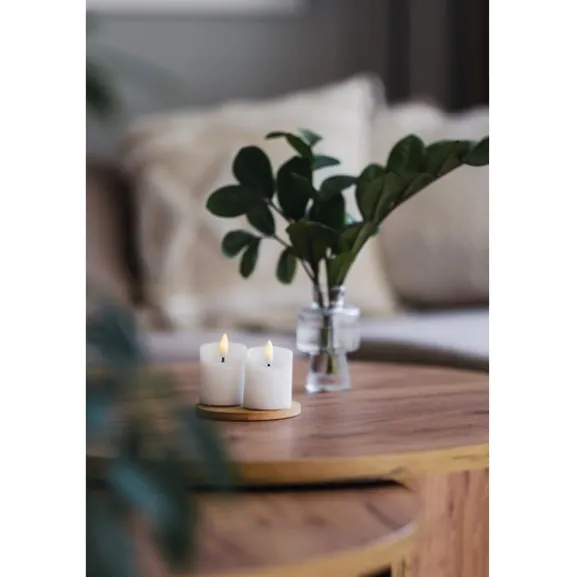 LED Blockljus 2-pack Flamme Rustic Vit 7,5cm