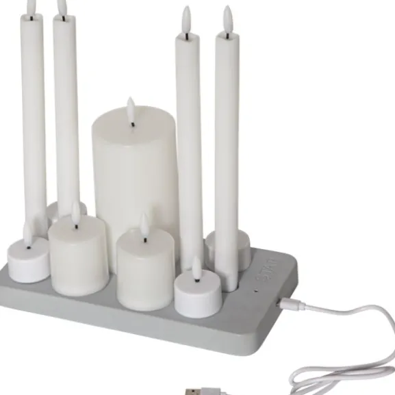 LED Ljus Flamme Charge Mix Vit 27cm