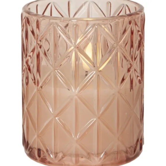 LED Ljus Flamme Romb Rosa 12,5cm