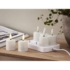LED Ljus 6-pack Flamme Charge Vit 8,5cm