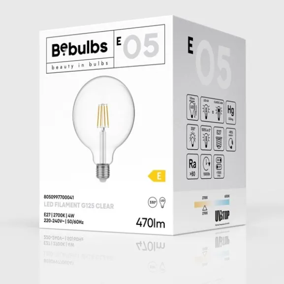 LED-lampa Clear 4W E27 glob 125mm