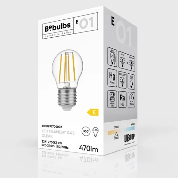 LED-lampa Clear 4W E27 klot