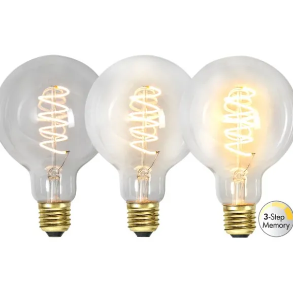 LED-lampa E27 glob 95cm klar 3-stegsdimmer, 4W