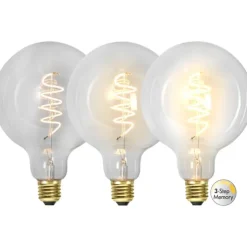 LED-lampa E27 glob 125mm Decoled Spiral Clear 3-stegsdimmer 4W