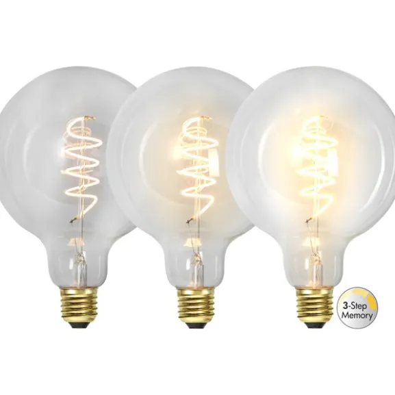 LED-lampa E27 glob 125mm Decoled Spiral Clear 3-stegsdimmer 4W