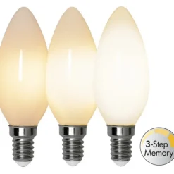 LED-lampa E14 kronljus opal Filament 4W 3-step memory