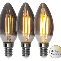 LED-lampa E14 kronljus 2,9W Soft Glow Smoke 3-Step Memory
