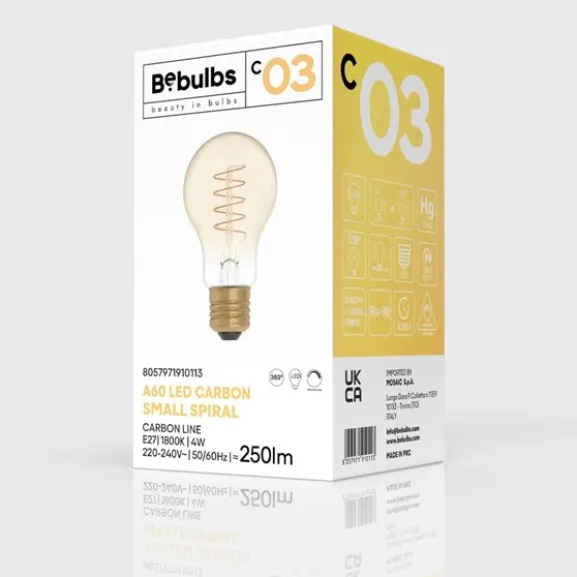 LED-lampa Golden Carbon Line Curved Spiral 4W E27 normal dimbar