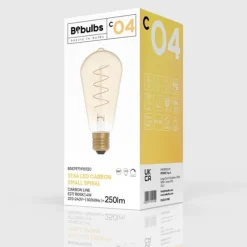 LED-lampa Golden Carbon Line Curved Spiral 4W E27 edison dimbar