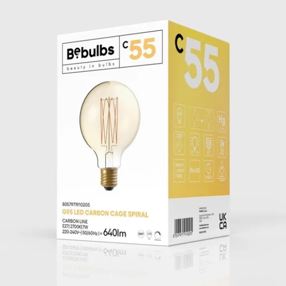 LED-lampa Golden Carbon Line Cage 7W E27 glob 95mm dimbar